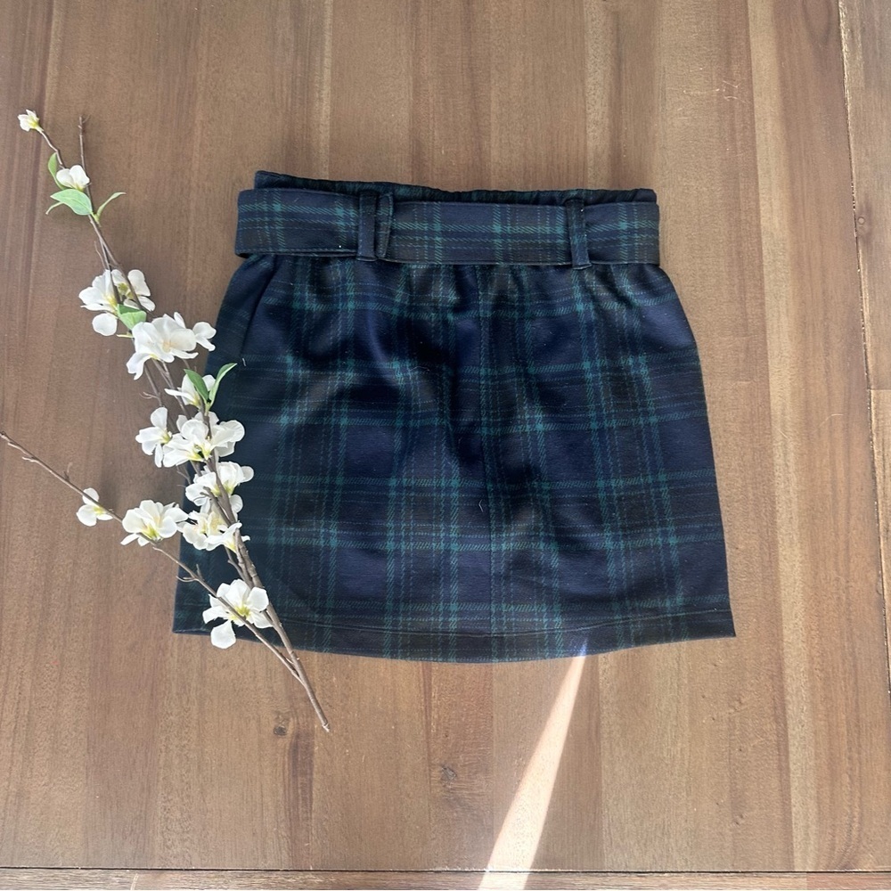 abercrombie kids belted blue/green plaid skirt/skort sz 15/16 - Picture 2 of 7